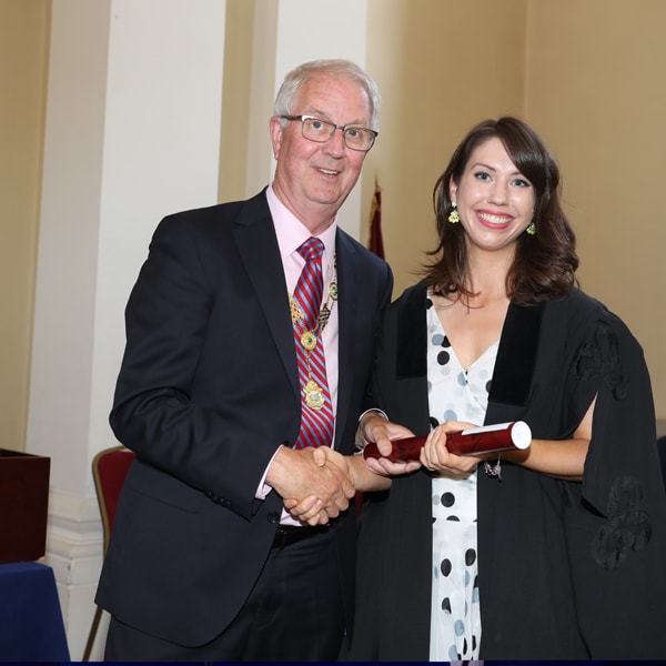 President Michael Quinlan with Cassandra Roddy-Mullineaux of William Fry style=