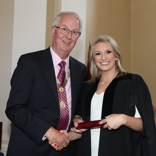 President Michael Quinlan with Christine Simpson of Matheson style=