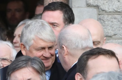 Businessman Denis O’Brien at the funeral style=