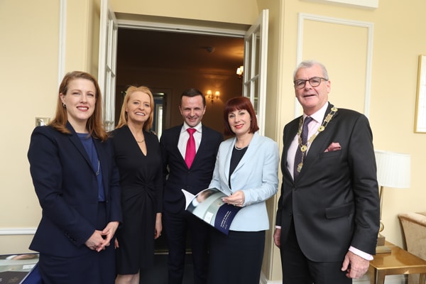 Teri Kelly, Mary Keane, Dr Geoffrey Shannon, all of the Law Society, with Minister Madigan and Law Society President Patrick Dorgan style=