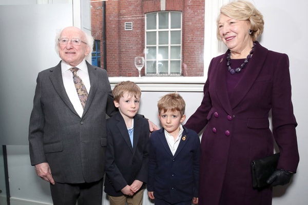 President Higgins, brothers Robbie and Darragh Kelly and Sabina Higgins style=