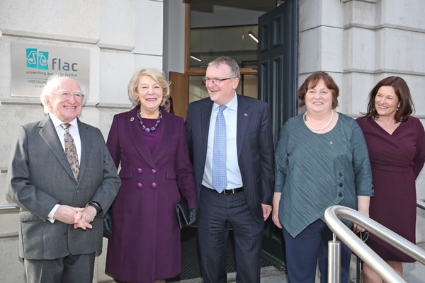 President Michael D Higgins, Sabina Higgins, Peter Ward, Eilis Barry and Julie Herlihy, all of FLAC   style=