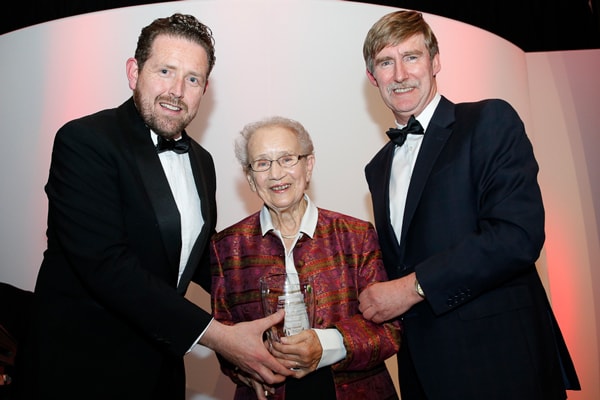 Ken Murphy of Law Society and Damien Murran of RSM with Justice Catherine McGuinness, recipient of the Lifetime Achievement Award, sponsored by RSM style=