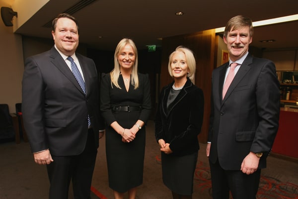 President Robert Baker, SLA hon sec Catherine O’Callaghan, Law Society President Michele O’Boyle and director general Ken Murphy style=