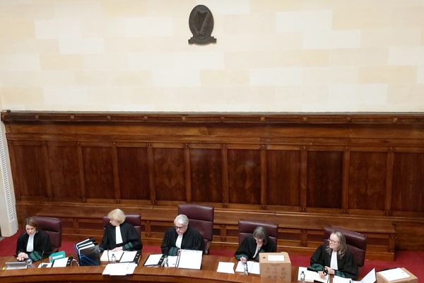 Judges Mary Irvine, Elizabeth Dunne, Iseult O’Malley and Marie Baker with Chief Justice Frank Clarke (centre) style=