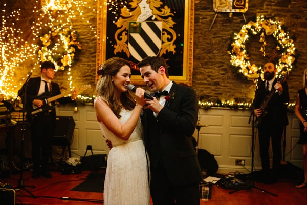 Newly-weds sing their version of Frank and Nancy Sinatra's Somethin' Stupid style=