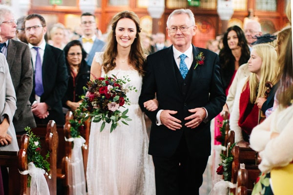 Maeve is walked up aisle by her father, RTE's Sean O'Rourke. The nuptial Mass was celebrated by the bride's uncle, Fr Kevin O'Rourke SJ style=