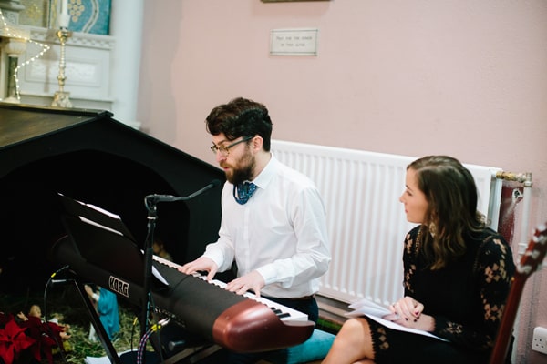 Ben Shorten who writes and performs as Woodheart, with Siúbhán Nielsen, who both played piano and guitar for the ceremony style=